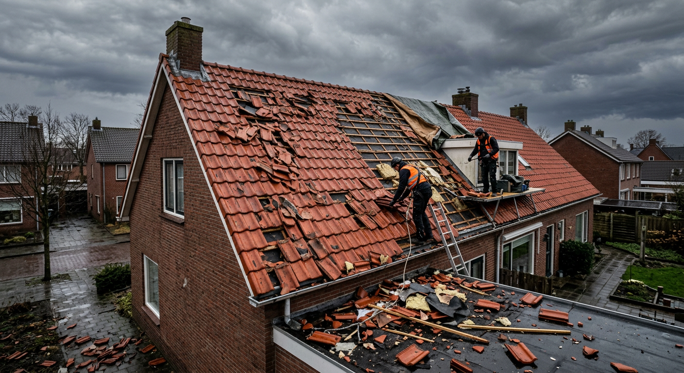 Stormschade aan uw dak: wat te doen in geval van nood