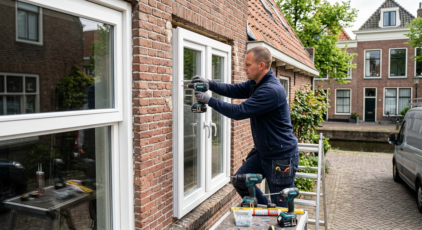 Plaatsen van nieuwe kunststof kozijnen met HR++ glas
